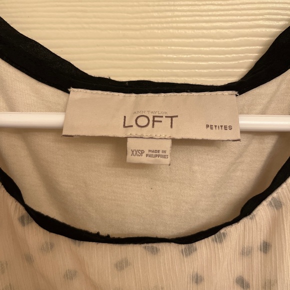 LOFT White Sheer Tank with Black Stripes- Size XXSP - Picture 2 of 7